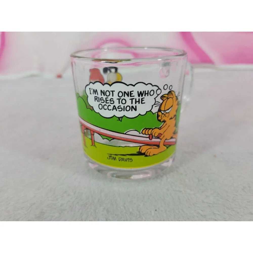 Vintage McDonald's Garfield Glass Cup Mug Jim Davis Odie 1978 Collectible 8oz